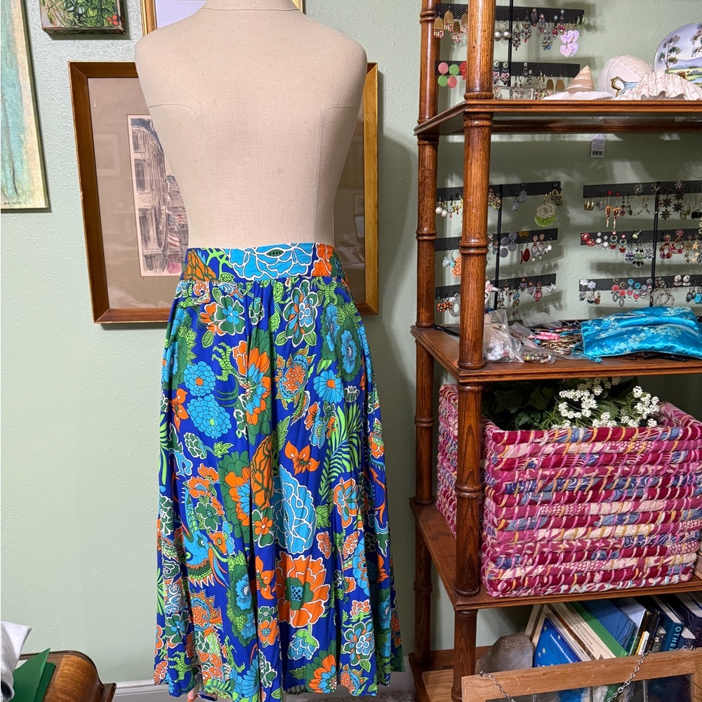 Trashy Diva Blue and Orange Floral Midi Skirt